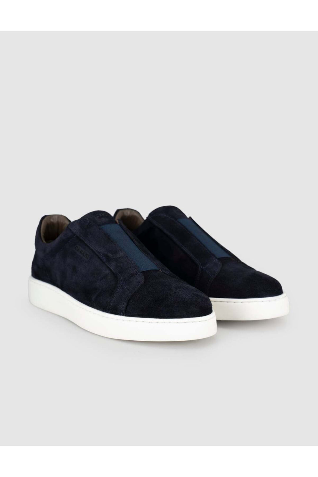 Cabani Shoes Chaussures de sport pour hommes en cuir véritable en suède bleu marine sans lacets - Bleu marine