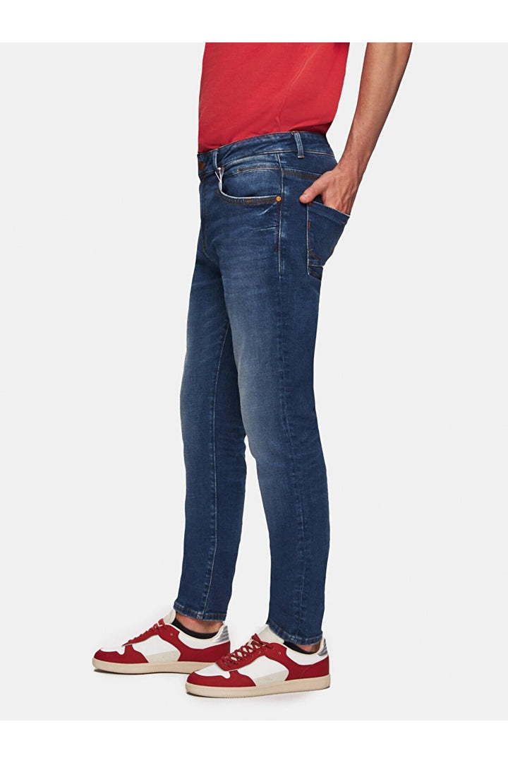 LTB Servando 601 Jean Pantolon à Taille Basse, Jambe Étroite et Large - Foncé Bleu_55656