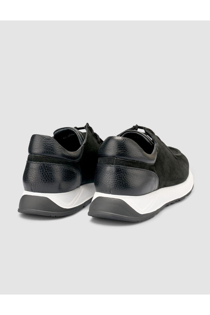 Cabani Shoes Chaussures décontractées pour hommes en cuir suédé noir 100% véritable - Noir
