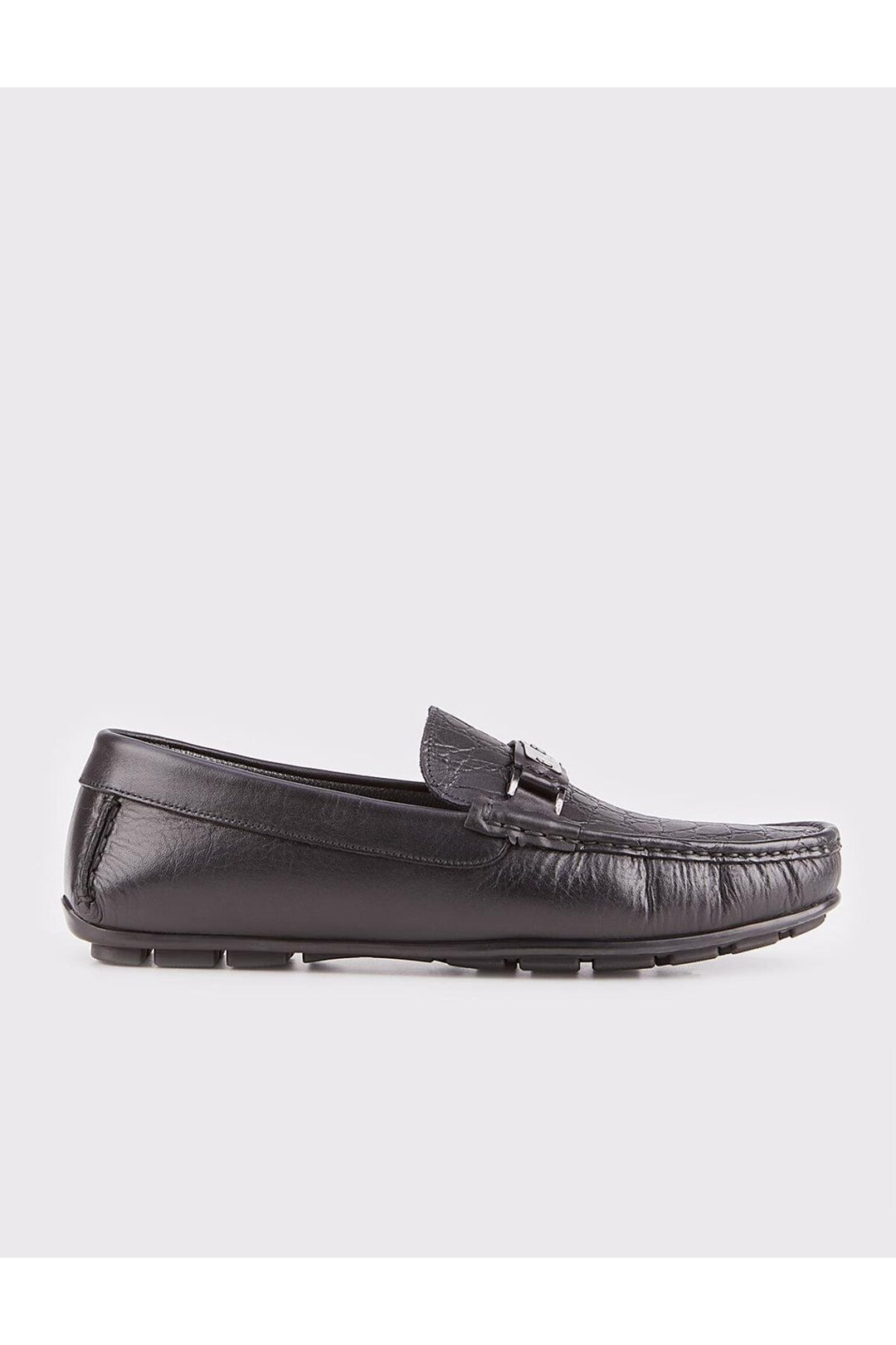 Cabani Shoes Chaussures Loafer pour hommes en cuir véritable avec semelle en caoutchouc noires - Noir