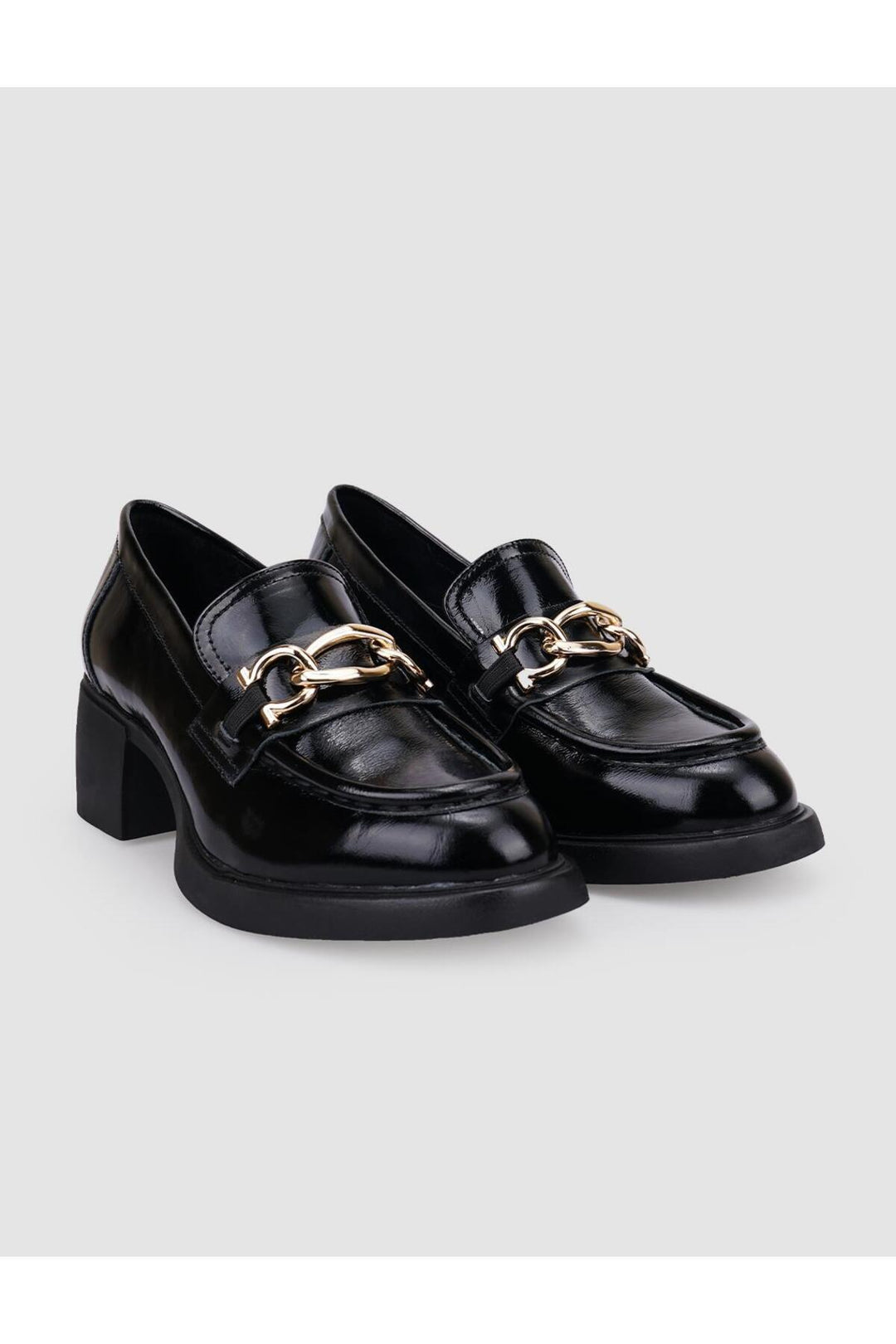 Cabani Shoes Chaussures à talons pour femmes en cuir véritable noir verni avec boucle à 100%. - Multicolore