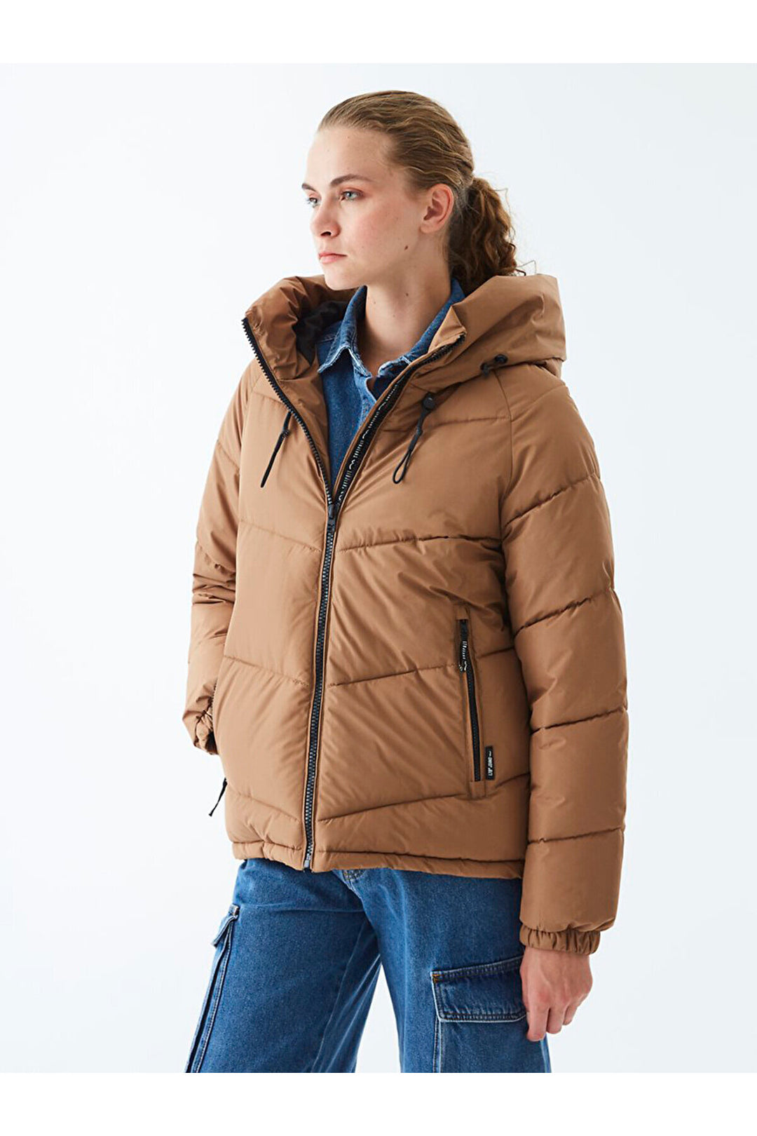 LTB Veste à capuche gonflable de couleur marron