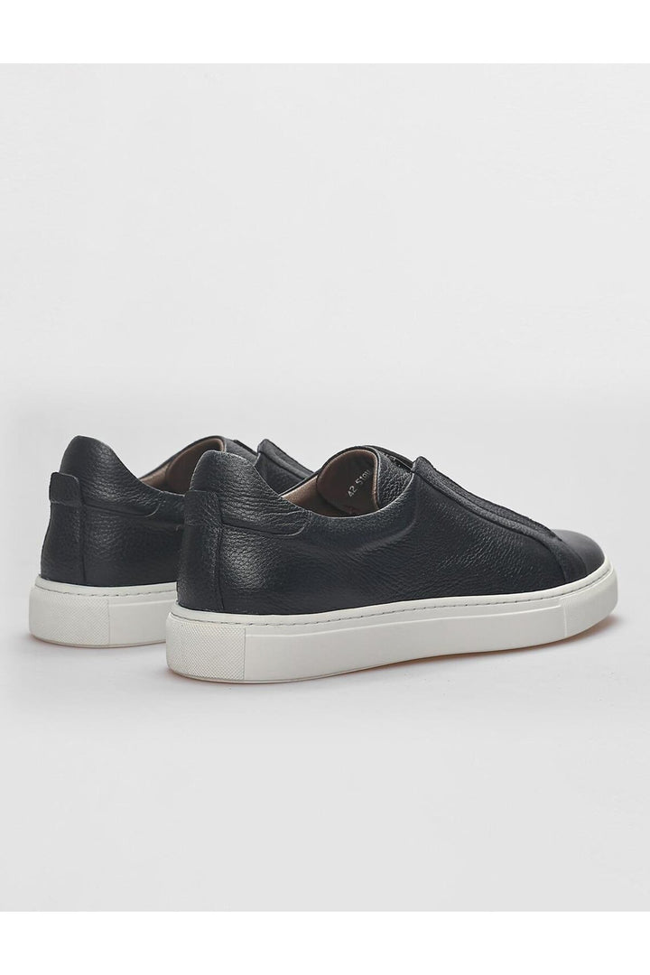 Cabani Shoes Chaussures de sport pour hommes en cuir véritable bleu marine à lacets. - Bleu marine