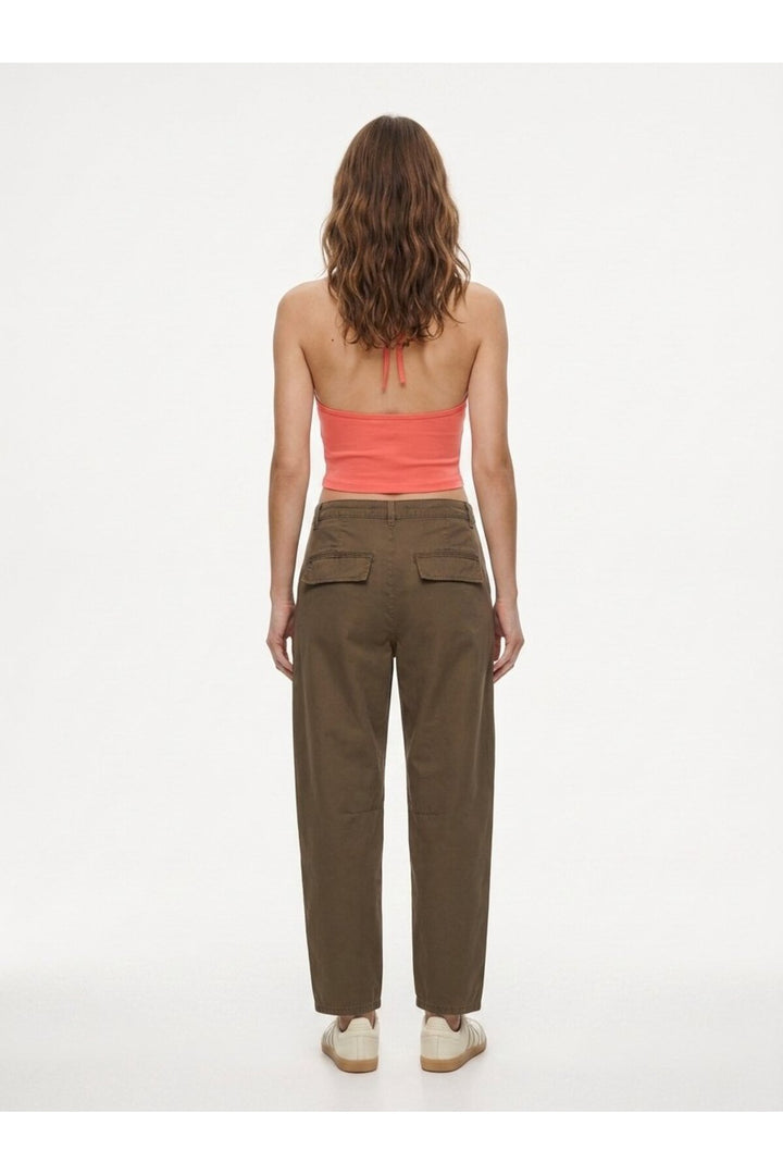 LTB Débardeur Crop Orange Col Halter à Nouer - Orange