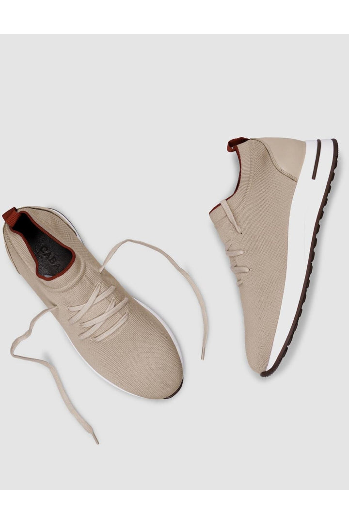Cabani Shoes Baskets à lacets en tricot beige pour femme - Multicolore