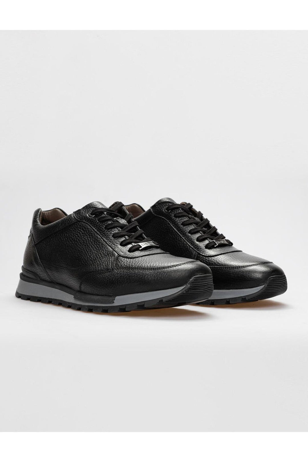 Cabani Shoes Chaussures de sport pour hommes en cuir véritable noires à lacets - Noir