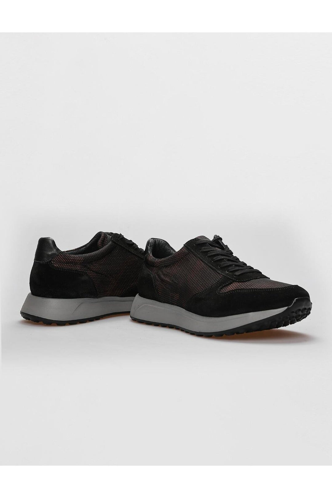 Cabani Shoes Chaussures de sport pour hommes en cuir véritable noir camouflage avec lacets - Noir