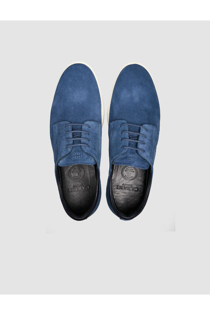 Cabani Shoes Chaussures pour hommes en cuir véritable de veau à lacets bleu - Multicolore