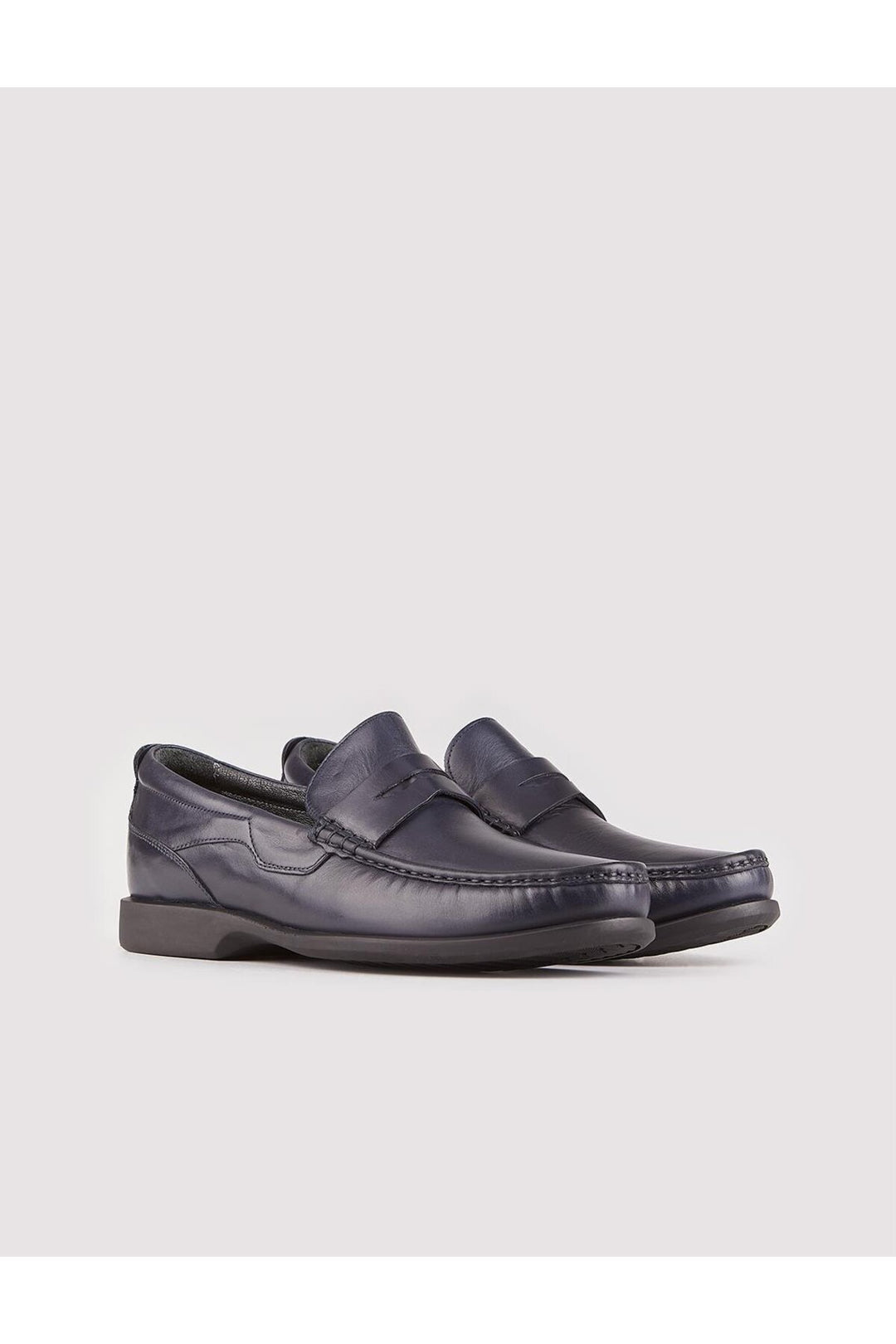 Cabani Shoes Chaussures de ville pour hommes en cuir véritable à semelle en caoutchouc antidérapante bleu marine - Bleu marine