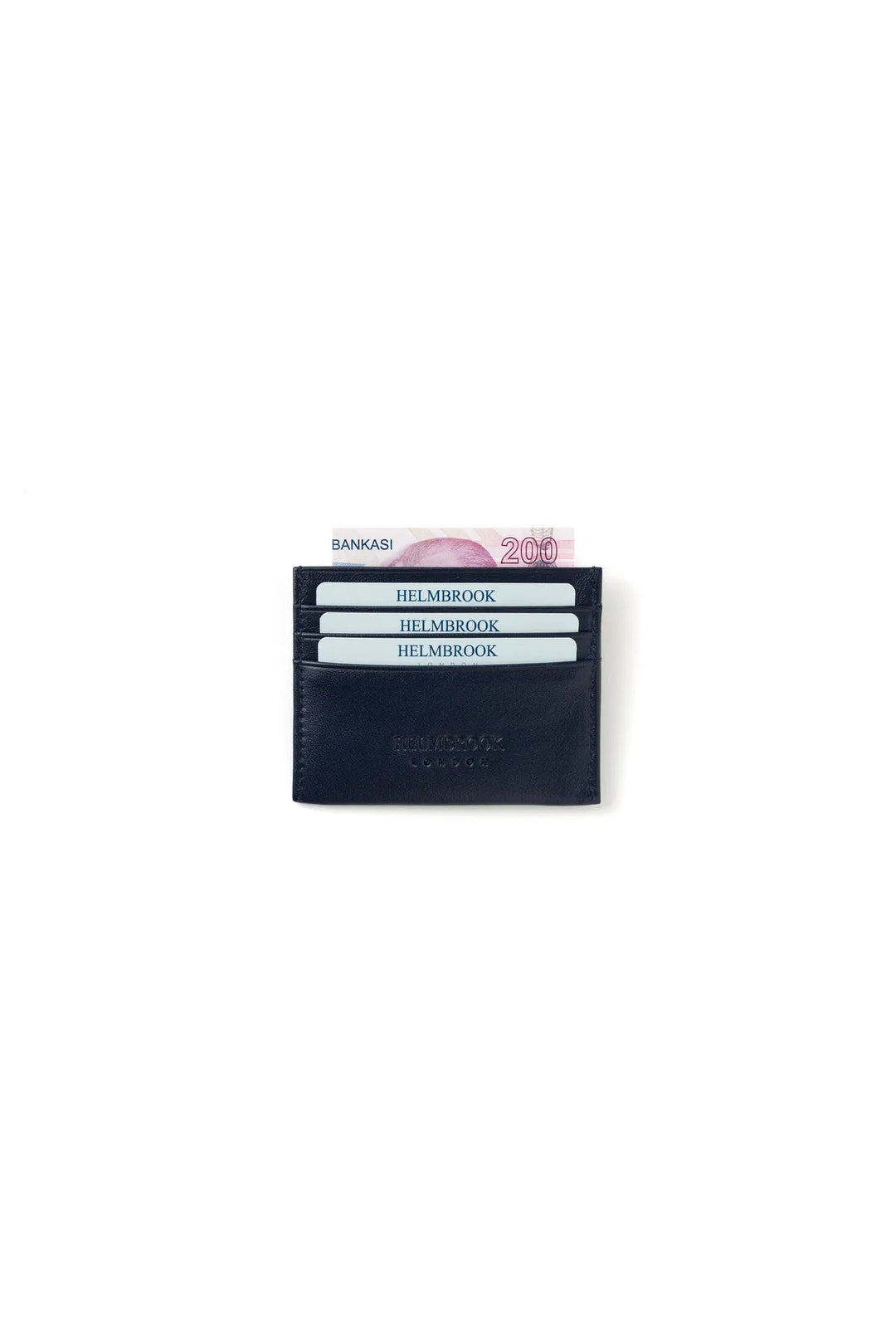 Helmbrook Porte-cartes en cuir véritable pour homme Slim Design RFID Protégé Barry Bleu marine