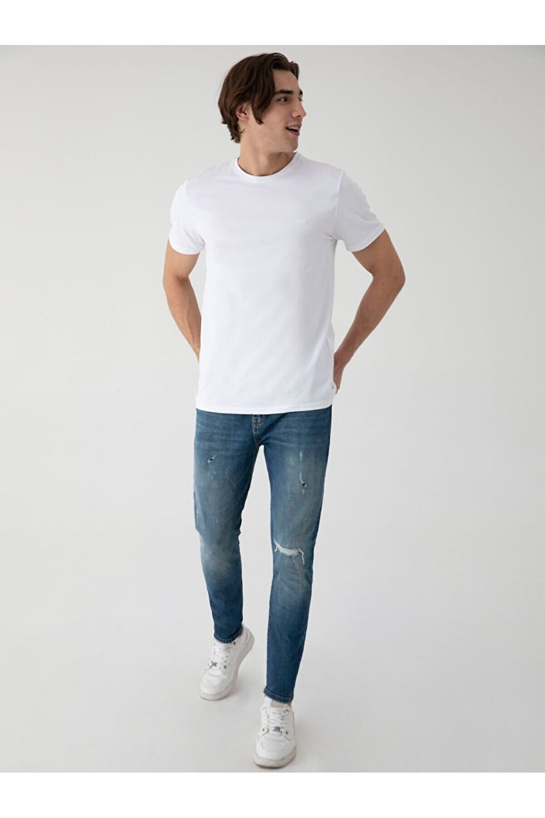 LTB T-shirt blanc slim à manches courtes Zero Collar Pressure