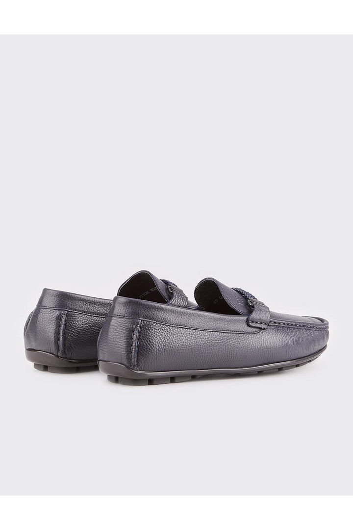 Cabani Shoes Mocassins pour hommes en cuir véritable avec semelle en caoutchouc bleu marine - Bleu marine