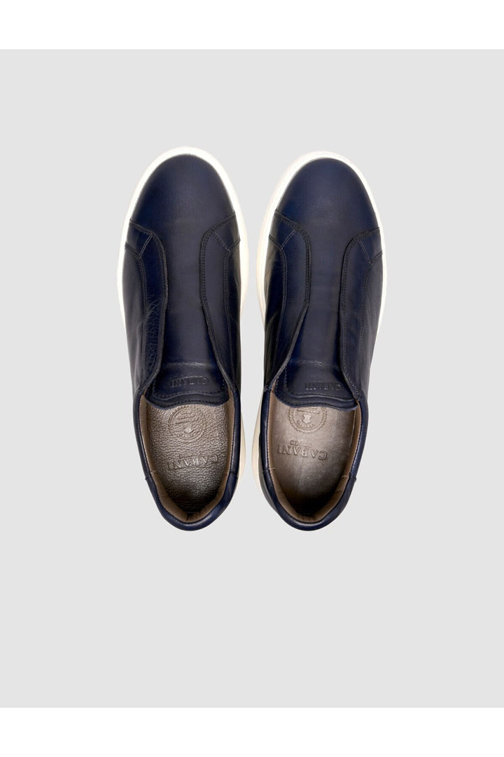 Cabani Shoes Bleu marine Chaussures Slip-On en Cuir Véritable - Bleu marine