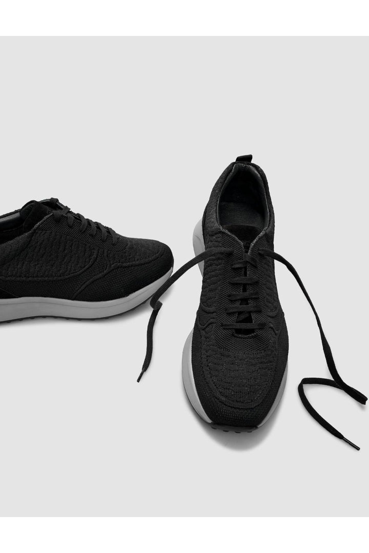 Cabani Shoes Chaussures de sport pour hommes en tricot noir avec lacets - Noir