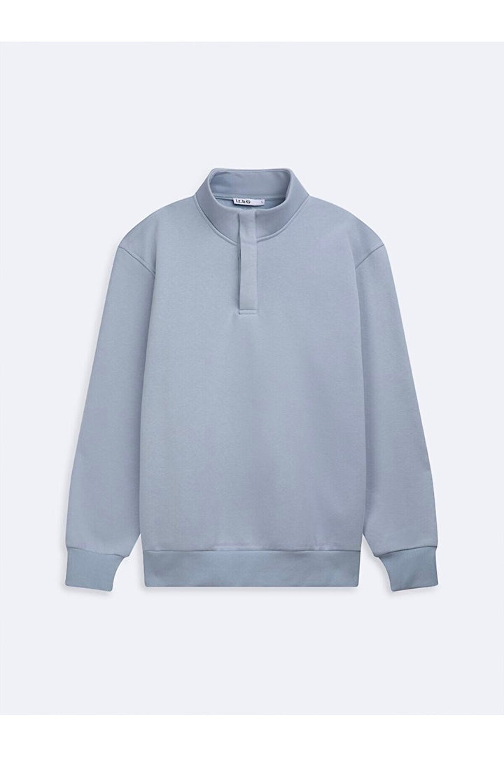 LTB Sweat bleu classique à manches longues avec demi-fermeture éclair