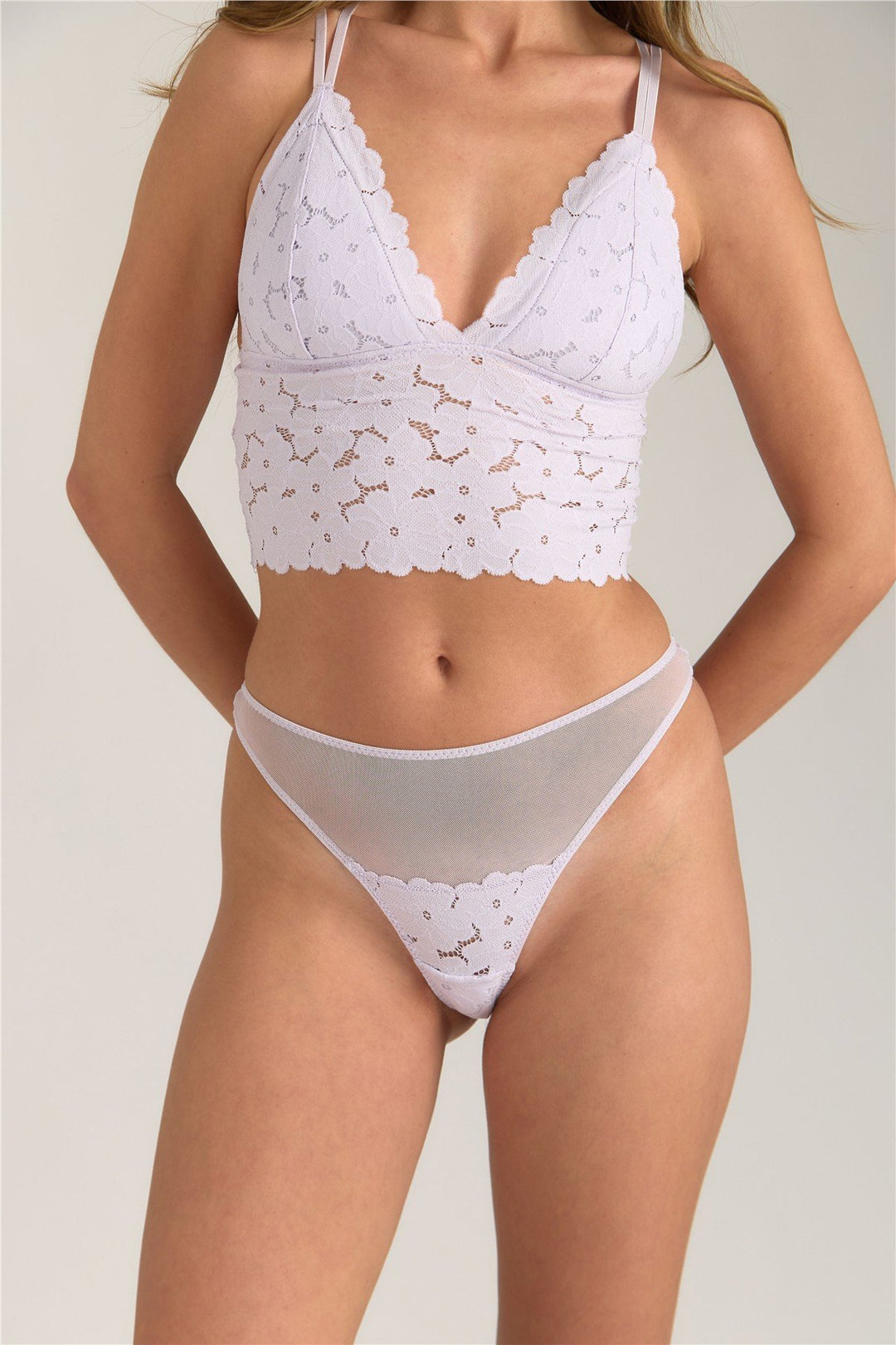 Lovely Things CHRISTINA Culotte Tanga en Dentelle - Lilas