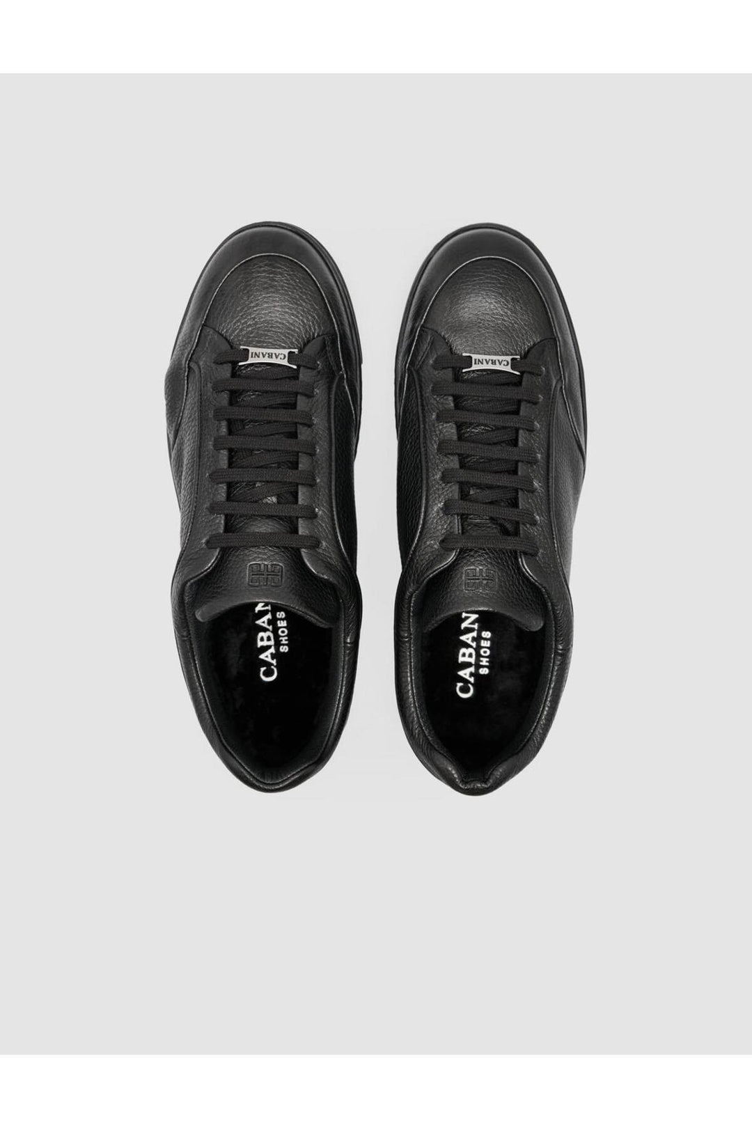 Cabani Shoes Chaussures de sport pour hommes en cuir véritable noir à lacets 100% - Noir