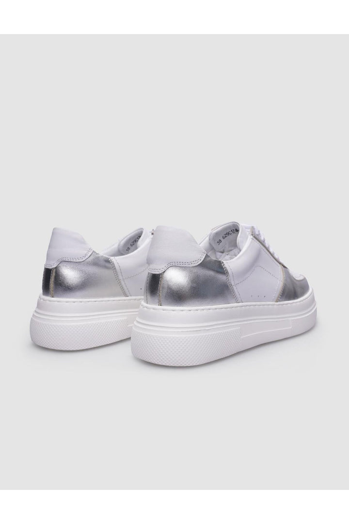 Cabani Shoes %100 Cuir véritable Baskets blanches à lacets pour femmes - Blanc