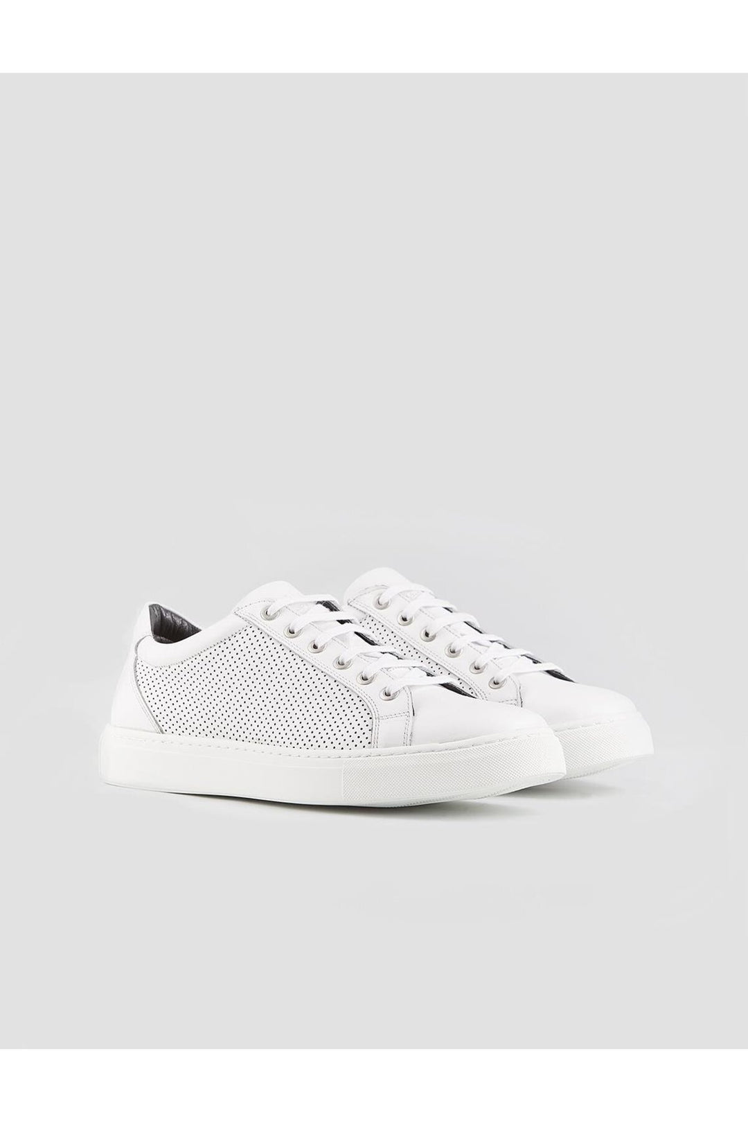 Cabani Shoes Chaussures de sport pour hommes en cuir véritable blanc à lacets avec doublure en cuir. - Blanc