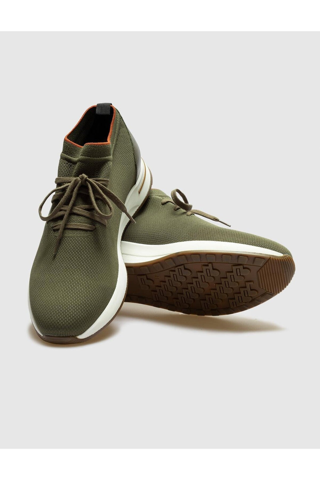 Cabani Shoes Chaussures de sport pour hommes en tricot kaki avec lacets. - Kaki