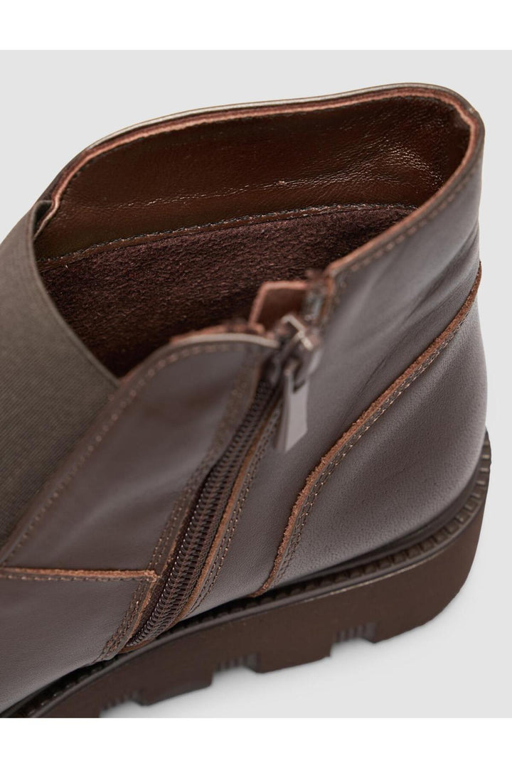 Cabani Shoes Bottines pour femmes en cuir véritable marron avec pierres. - Multicolore