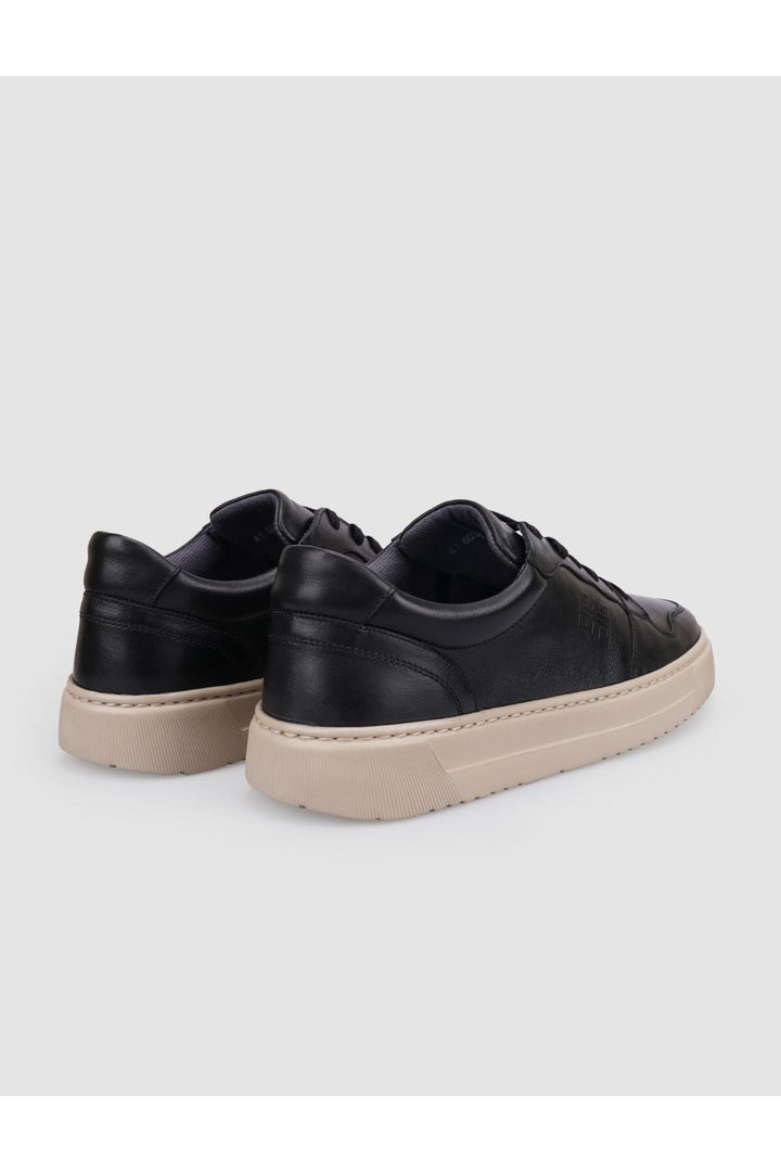 Cabani Shoes Chaussures de sport pour hommes en cuir véritable noir à lacets 100% - Noir