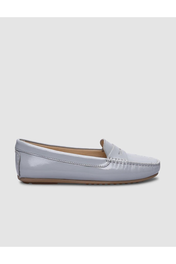 Cabani Shoes %100 Cuir Véritable Mocassins Femme Vernis Gris - Gris