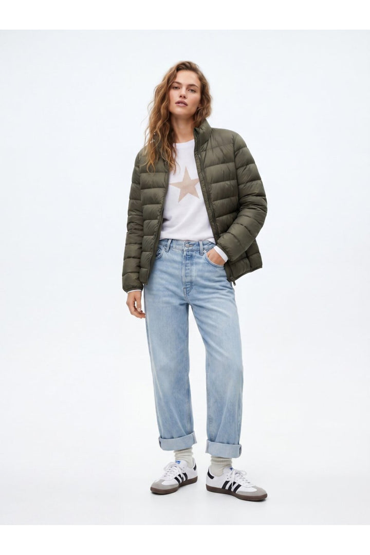 LTB Manteau vert gonflable zippé à manches longues - Kaki
