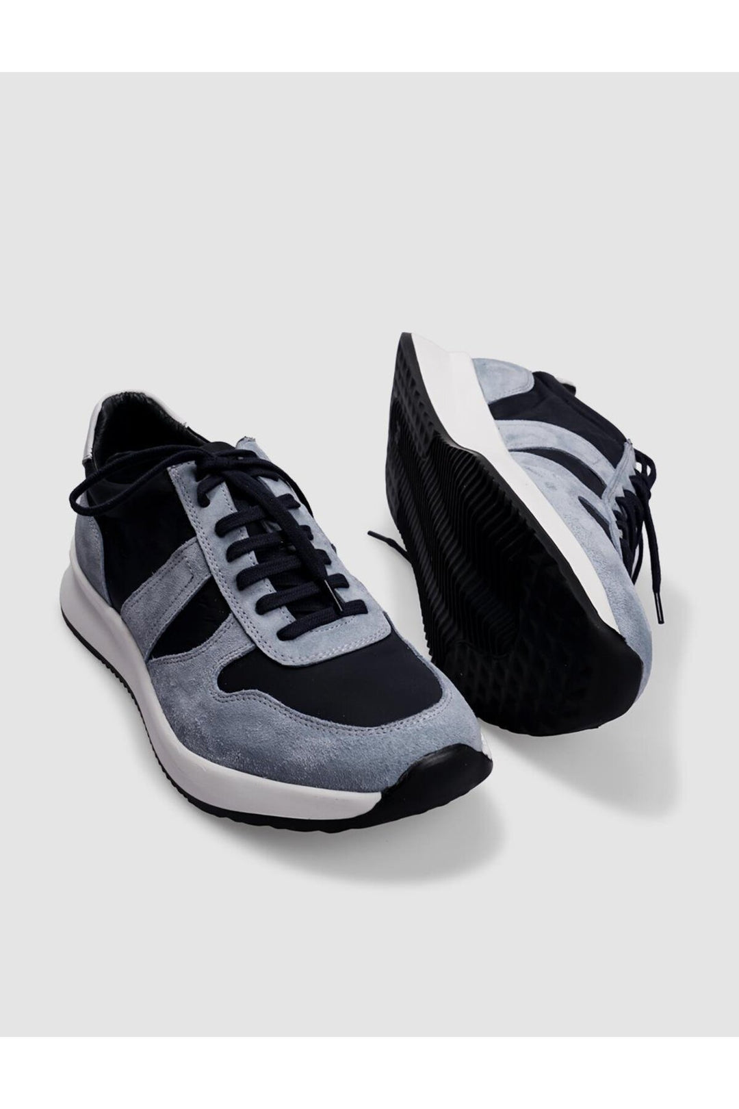 Cabani Shoes Chaussures de sport pour hommes en cuir véritable bleu avec lacets. - Bleu
