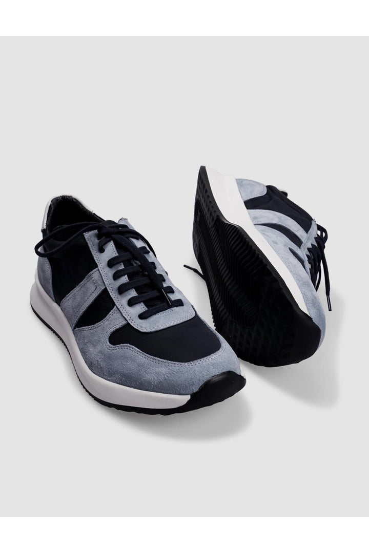 Cabani Shoes Chaussures de sport pour hommes en cuir véritable bleu avec lacets. - Bleu