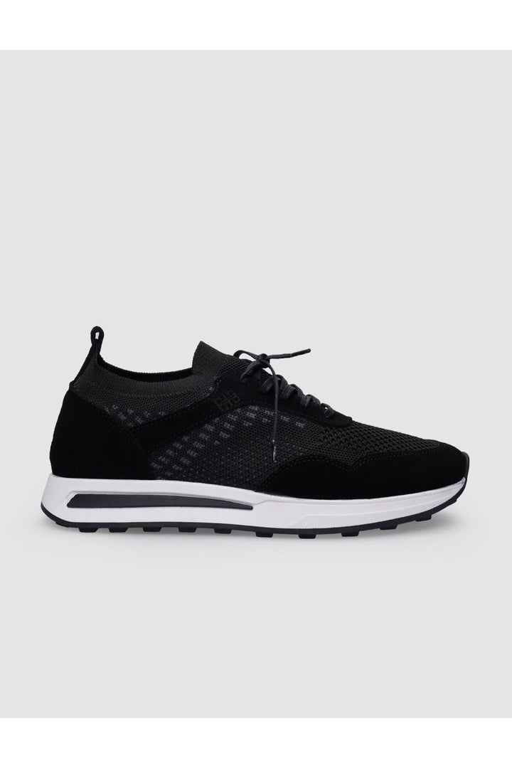 Cabani Shoes Chaussures de sport pour hommes en tricot noir avec lacets - Noir
