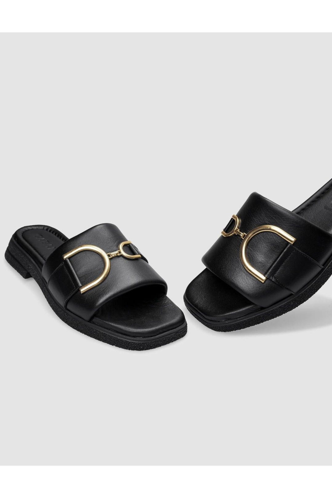 Cabani Shoes Sandales pour femmes en cuir véritable noir avec détail de boucle. - Multicolore