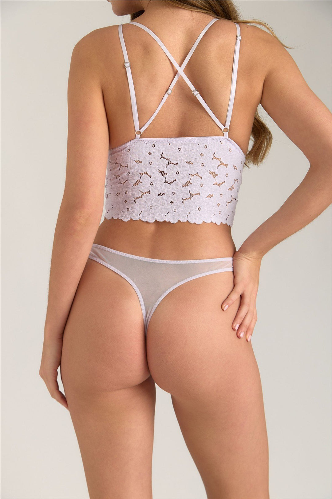 Lovely Things CHRISTINA Culotte Tanga en Dentelle - Lilas