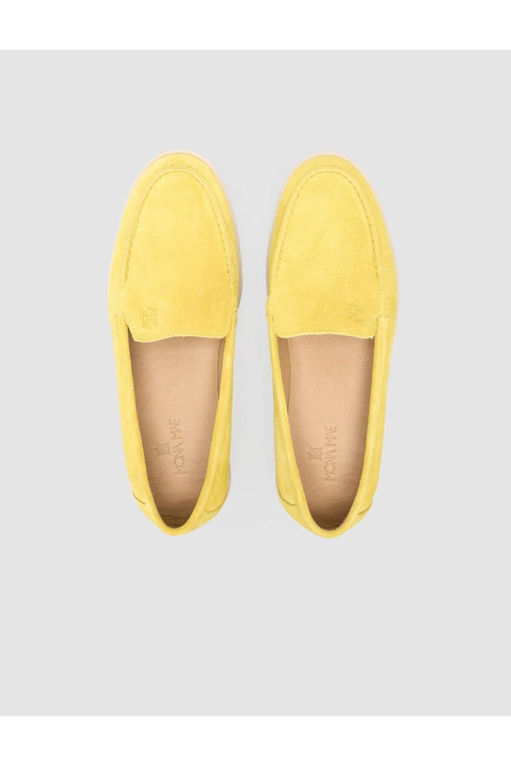 Cabani Shoes MonaMae 100% Cuir Véritable Suède Jaune Mocassins Femme - Jaune