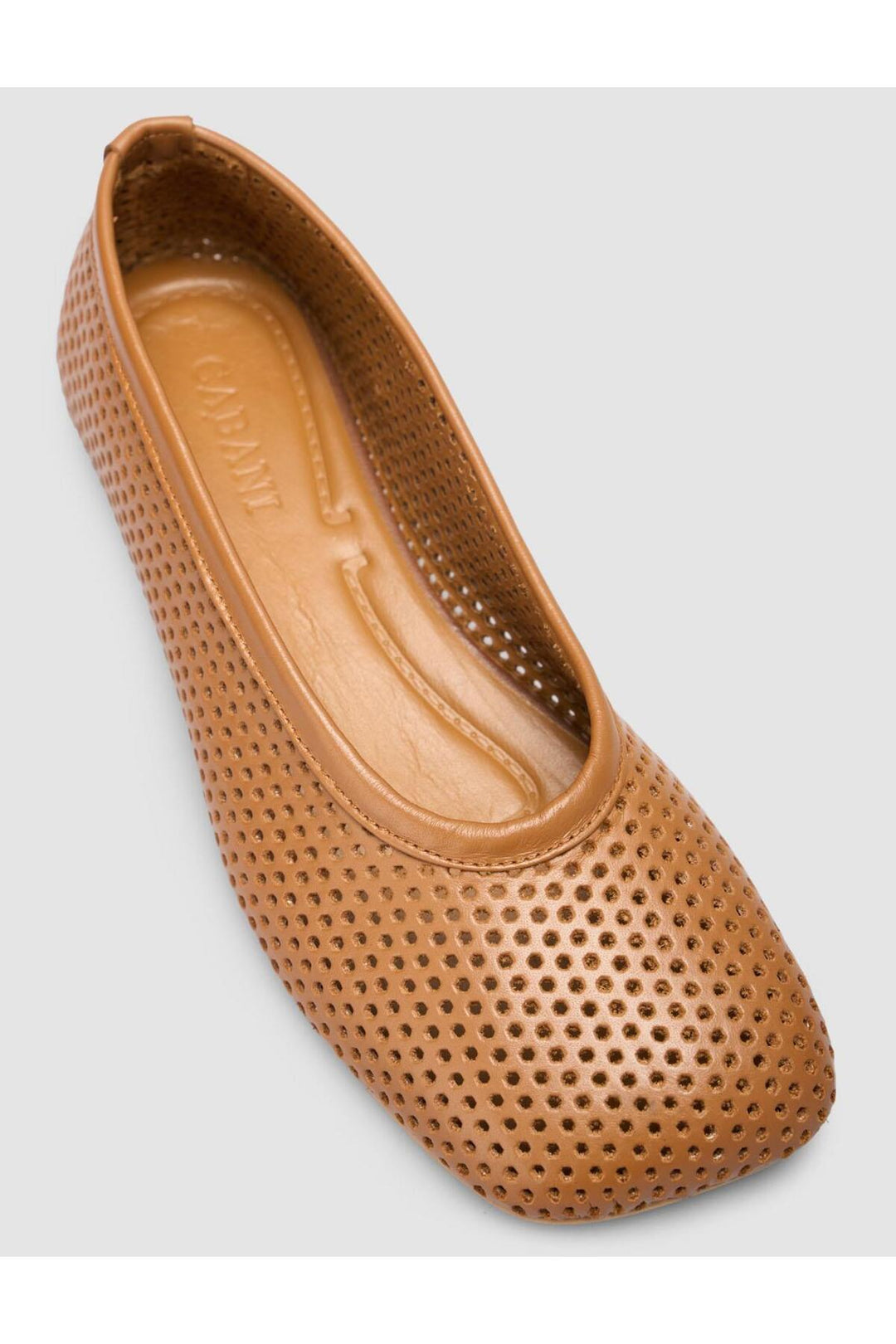 Cabani Shoes Ballerines pour femmes en cuir véritable perforé couleur tabac 100% - Marron