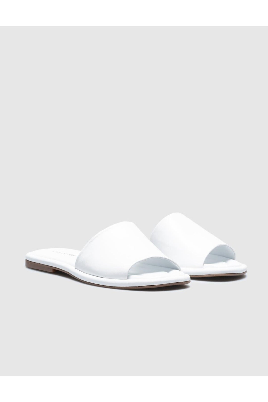 Cabani Shoes Sandales plates en cuir véritable blanches pour femmes - Blanc