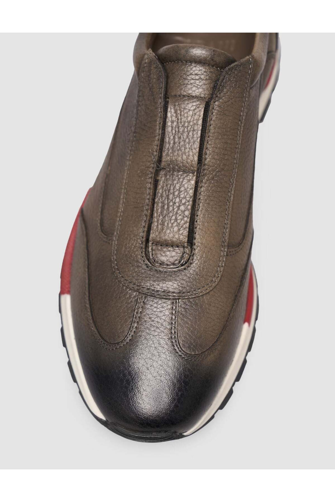 Cabani Shoes Chaussures de sport pour hommes en cuir véritable à semelle rouge. - Marron