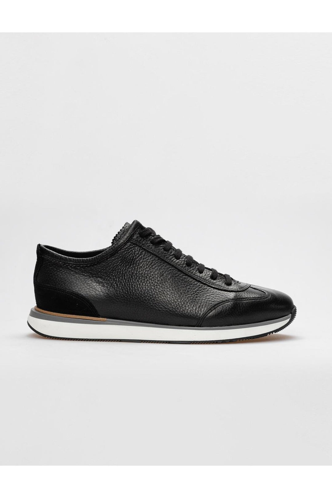 Cabani Shoes Chaussures de sport pour hommes en cuir véritable noires à lacets - Noir