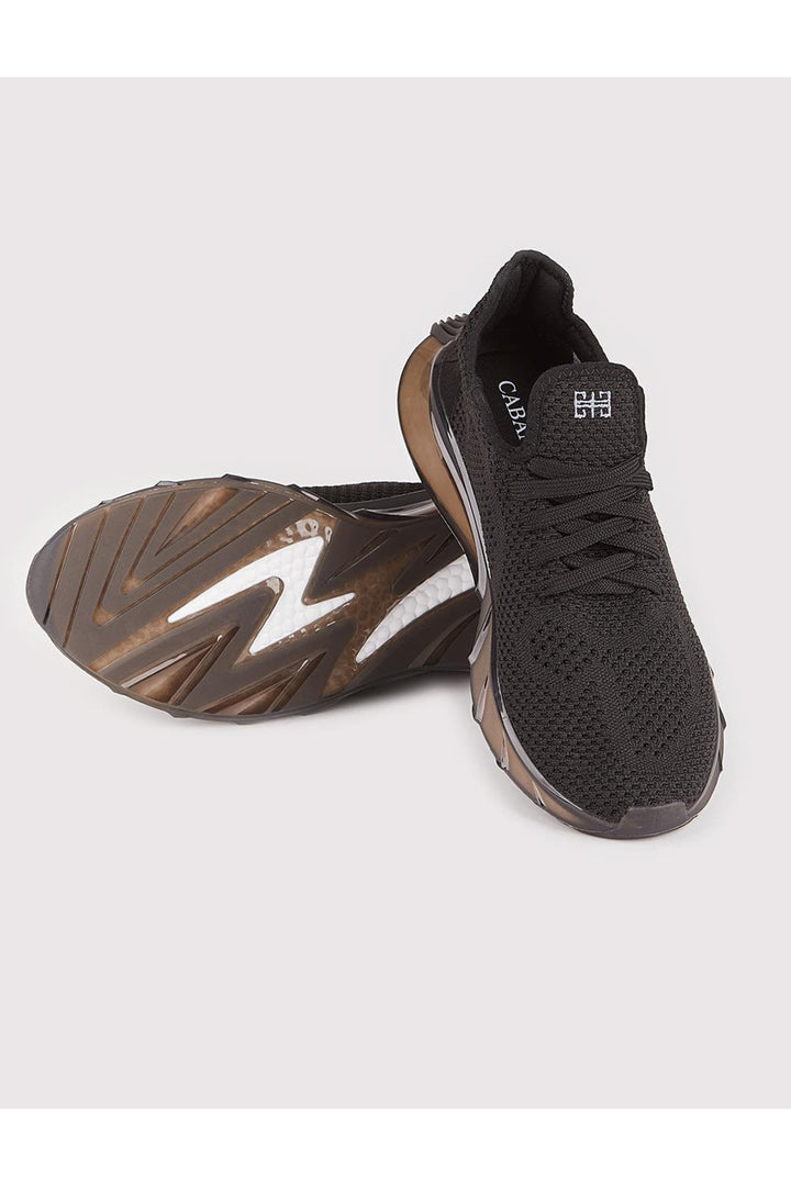 Cabani Shoes Chaussures de sport en tricot noir pour homme avec lacets - Noir