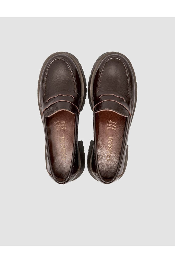 Cabani Shoes Chaussures Loafer Femme en Cuir Verni Marron - Marron