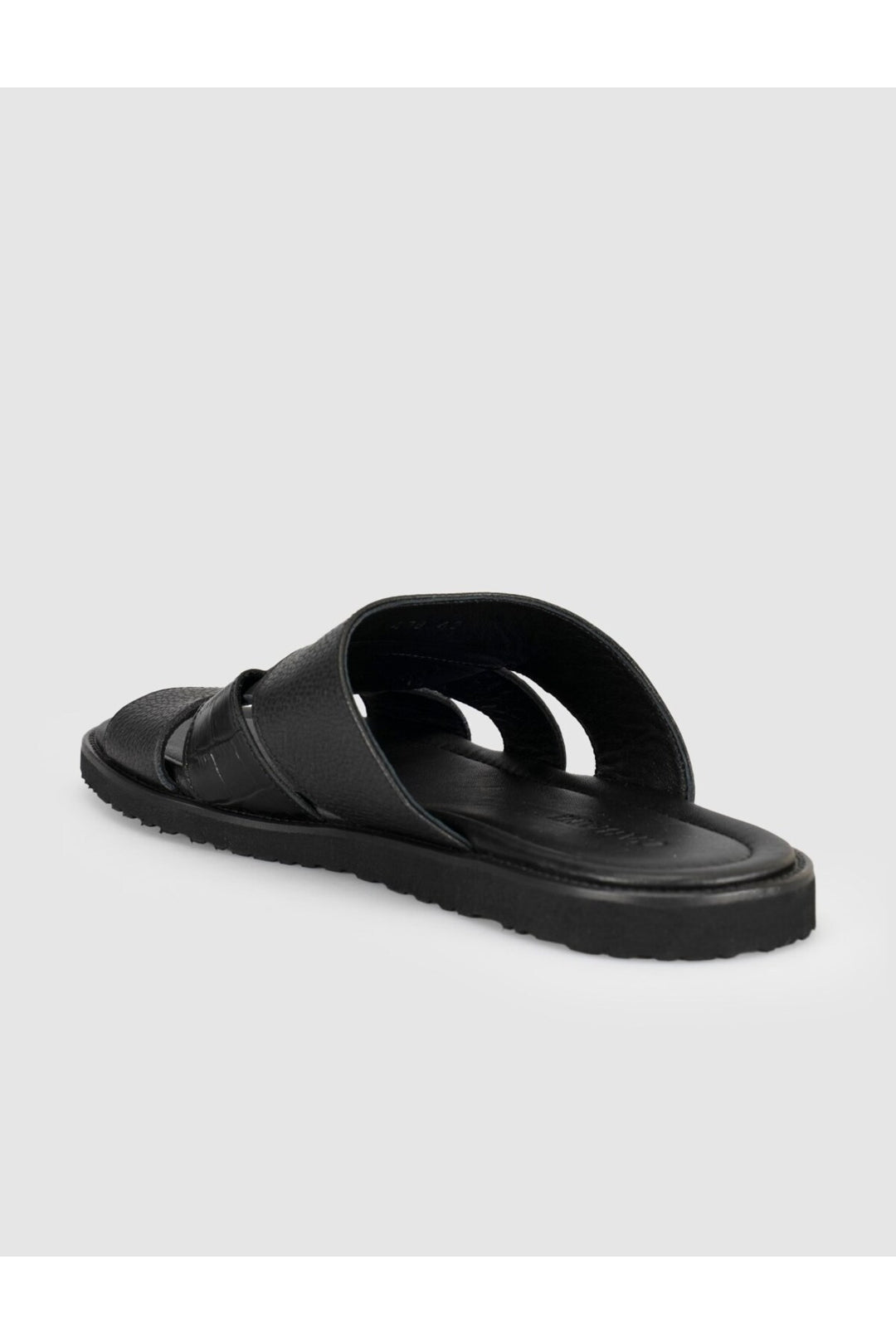 Cabani Shoes Sandale pour homme en cuir véritable à double bande noire - Multicolore