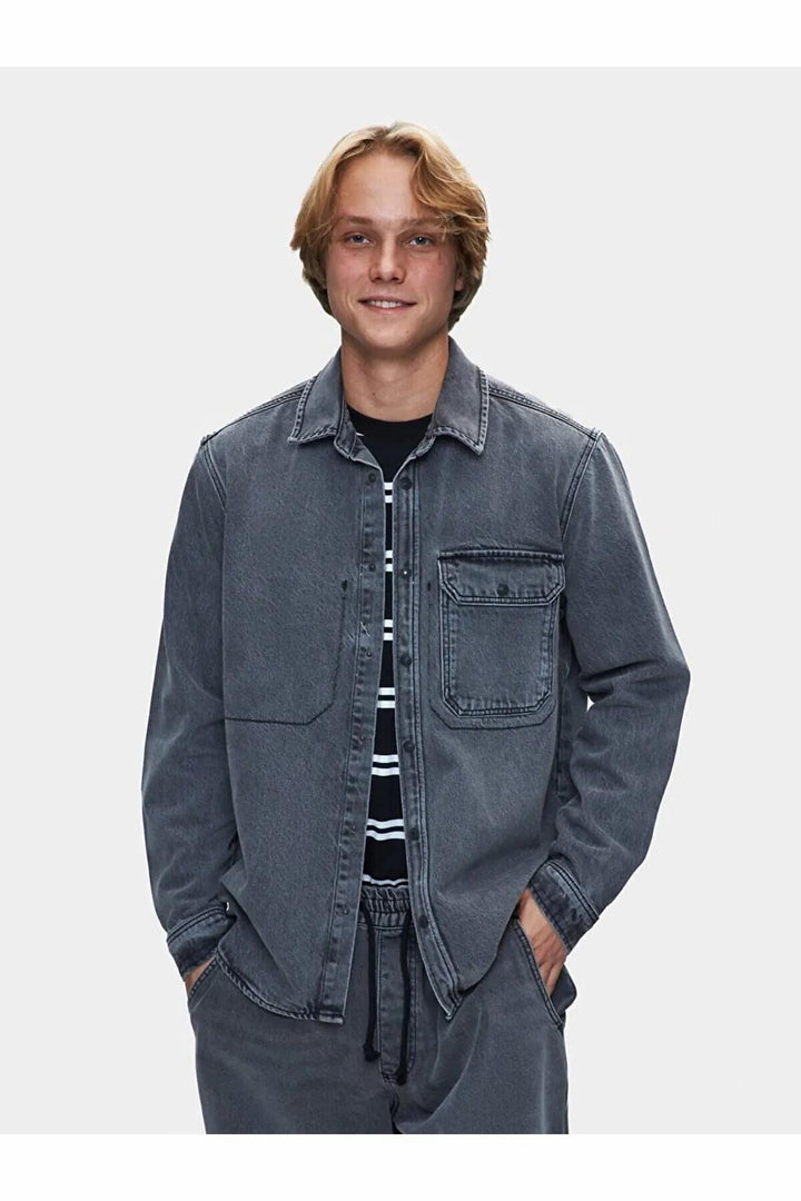 LTB Chemise en jean pour homme Aıdan Neıko Wash - Gris