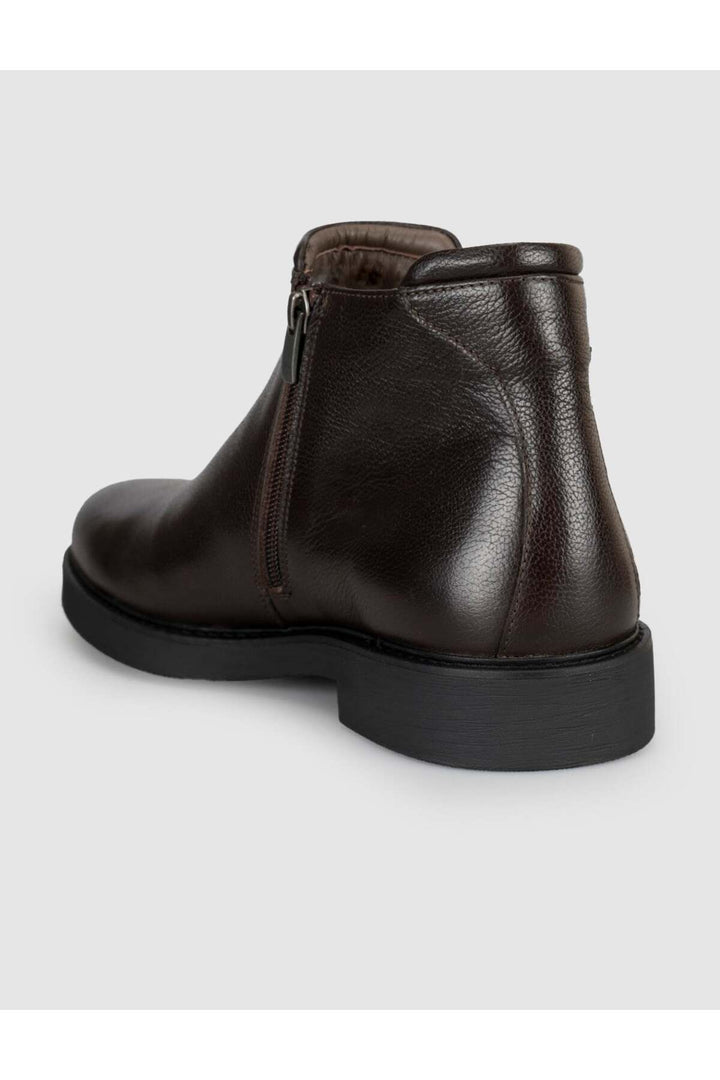 Cabani Shoes Bottines pour hommes en cuir véritable marron foncé avec fermeture éclair - Multicolore