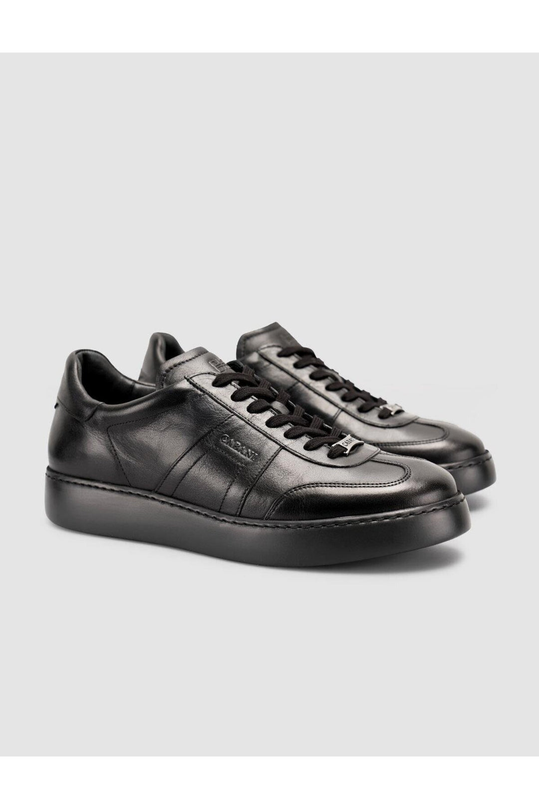 Cabani Shoes %100 Cuir Baskets Noires pour Hommes à Lacets - Noir