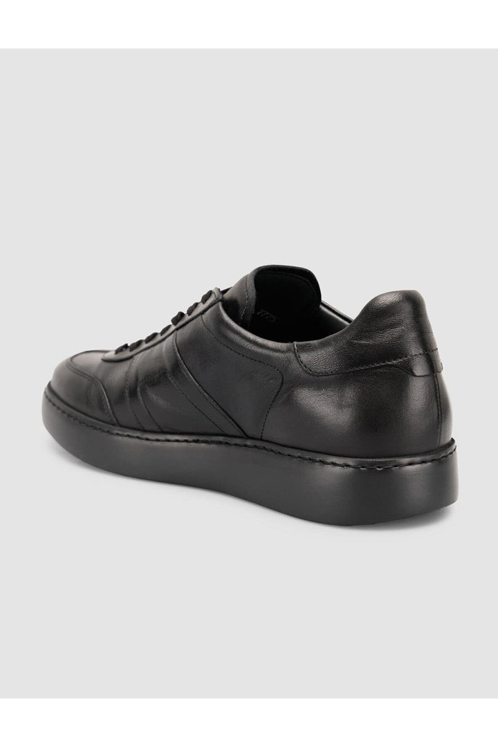 Cabani Shoes %100 Cuir Baskets Noires pour Hommes à Lacets - Noir