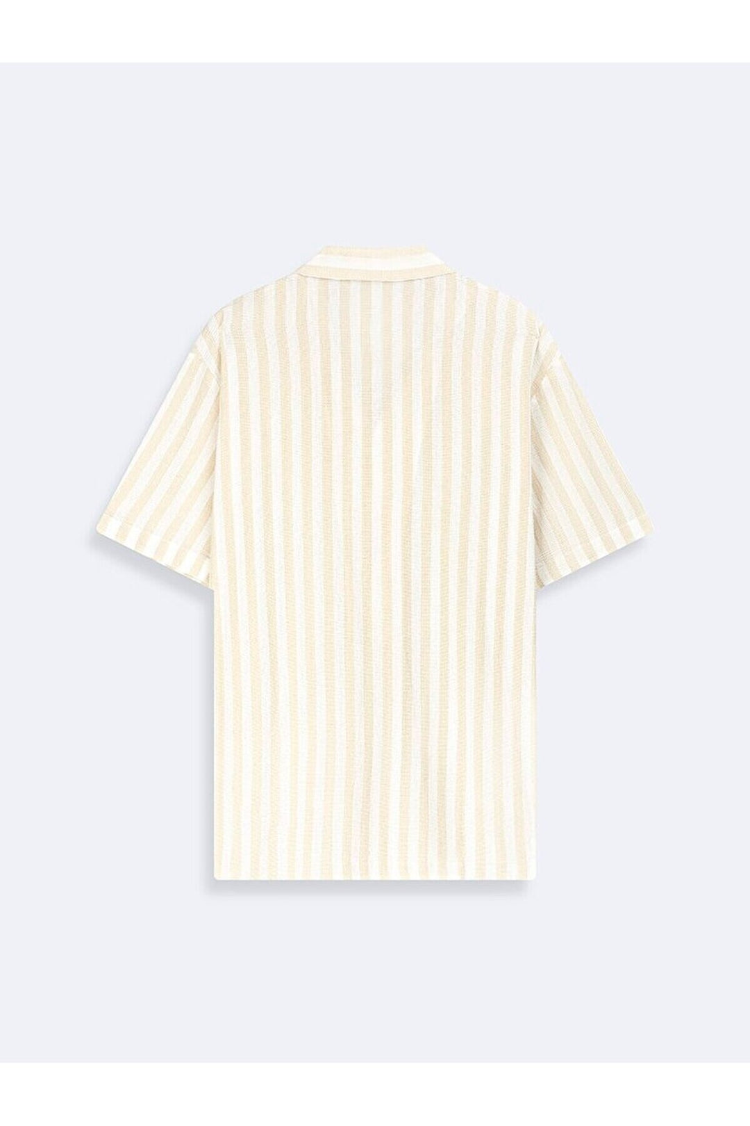 LTB Chemise décontractée beige tissée à rayures et manches courtes