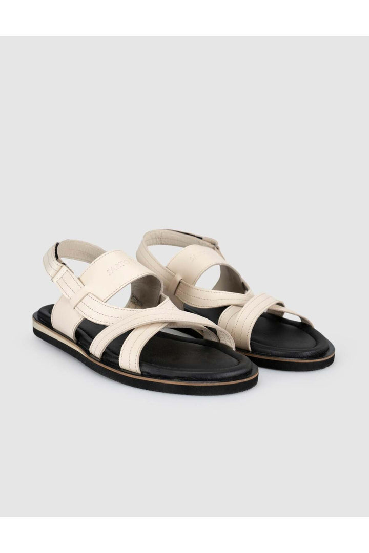 Cabani Shoes Sandale quotidienne pour homme en cuir véritable beige - Multicolore