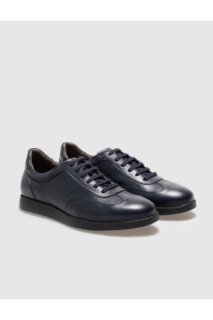 Cabani Shoes Chaussures de ville pour hommes en cuir véritable bleu marine à lacets - Bleu marine