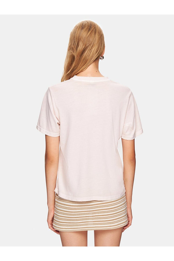 LTB T-shirt blanc classique à manches courtes et col zéro