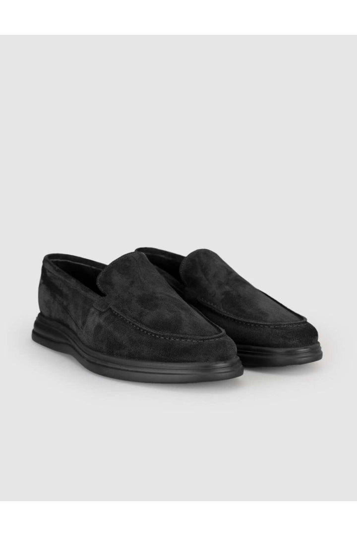 Cabani Shoes Chaussures Loafer pour hommes en cuir véritable en daim noir - Noir